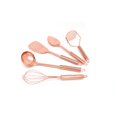 China Super Sustainable September Discount Cookware Set Custom Logo Rose Gold Stainless Steel Kitchen Utensils Set For Cooking for sale