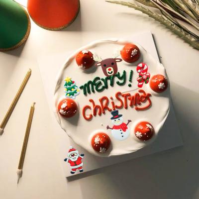 China Fashion Merry Christmas Cake Accessories Santa Claus Christmas Tree Snowman Cane New Year Christmas Party Dome Decorations Cake Topper for sale