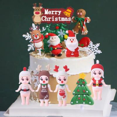 China Modern Soft Rubber Christmas Cupcake Dessert Decorations New Year Santa Claus Snowman Christmas Tree Cake Toppers Xmas Decoration for sale