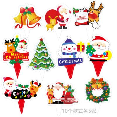 China Modern Happy Christmas Birthday Cake Insert Card 50 Pcs Per Pack Celebrate New Year Birthday Party Decoration Cake Topper Decor for sale