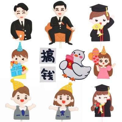 China Cute Toy Kids Gift Set Birthday Party Decoration Plug In Boys Girls Graduations Theme Party Supplies Cake Toppers for sale