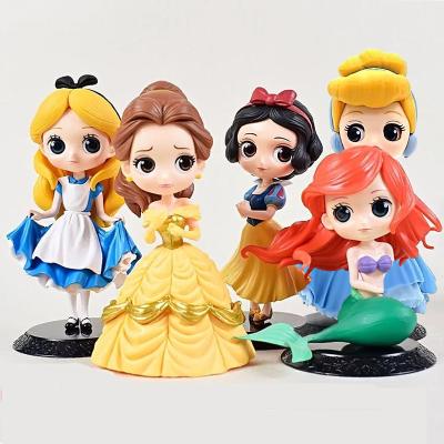 China Luxury Princess Cake Decoration Girl's Gift Topper Snow White Mermaid Princess Belle Alice Cinderella Doll Holiday Birthday PVC Cake Toy for sale