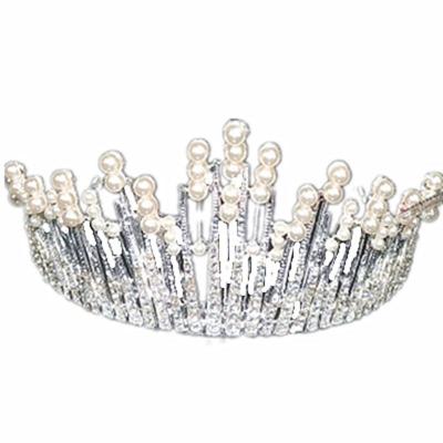 China Korean Princess Wear Cake Topper Bridal Crystal Wedding Children Festival Head Queen Fashion Rhinestone Pearl Crown Cake Decoration for sale