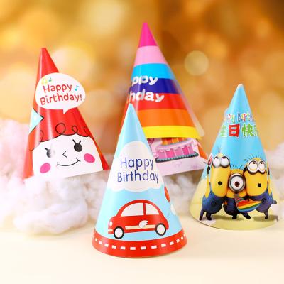 China Fashion Children's Birthday Hat Boys Girls Party Baking Gift Crown Paper Hat Cake Topper Decoration Kids Adult Love for sale