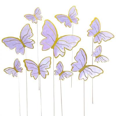 China Beautiful Colorful The Cake Baked Take In Purple Cute Paper Cake Topper New Style Golden Girl Pink Butterfly Party Decoration for sale