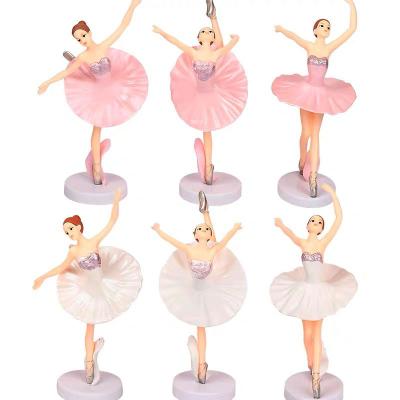 China Beautiful Colorful Cake Topper Ballet Girl Cake Decoration Happy Birthday Baking Little Doll Birthday Party PVC Material Stage Cool Aesthetics for sale