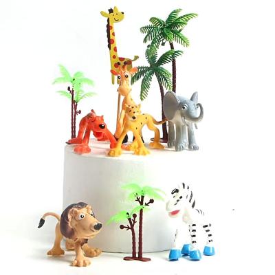 China Fashion animal world cake ornaments decoration tiger giraffe elephant toy cartoon wild animal doll for sale