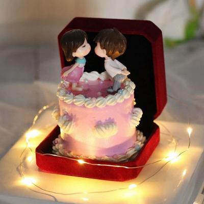 China Fashion Mini Cake Decoration Ring Box Decoration Valentine's Day Jewelry Box Xiaohongshu Dessert PCs Birthday Baking Box for sale