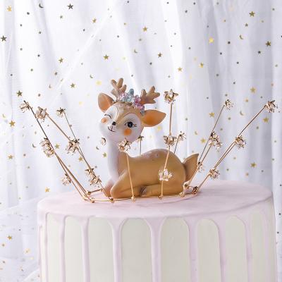 China Sika deer 3Set of decoration dress elk deer cartoon doll birthday and holiday baking toy fashion cake decoration for sale