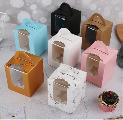 China Disposable Cake Packaging Paper Box For Birthday Merry Christmas Cake Box Wedding Favor Cupcake With Window And Handle Cake Box. for sale