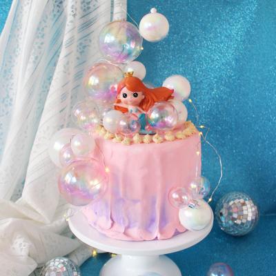 China Plastic White Pink Transparent Ball Decorations Baking Romantic Holiday Ornaments Happy Birthday Cake Wedding 5CM Balls Cake Toppers for sale