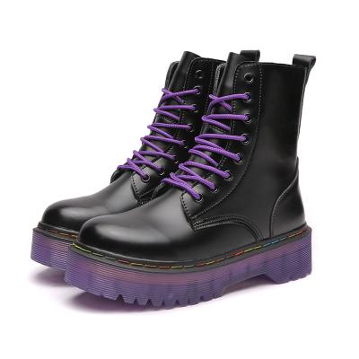 China Thick Bottom PU Martin Boots Shoes Women Round Fashion Rubber Boots for sale