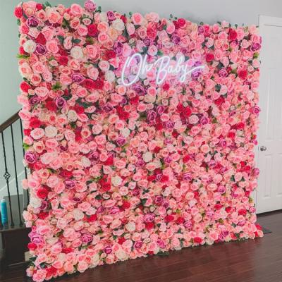 China Wedding Backdrop Decoration High Quality Wedding Event Artificial Flower Silk Wall Panel for sale