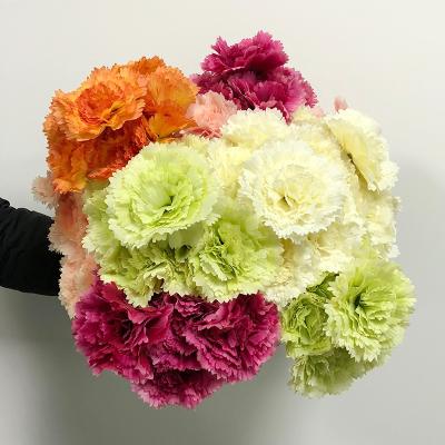 China Exclusively Color Beautiful Carnation Silk Flowers Head Artificial Carnation Bouquet For Mother's Day Woman's Gift for sale