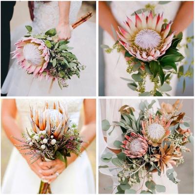 China Artificial Flower Modern Wholesale Protea Plant Silk Proteas Flower For Wedding Event Decoration for sale