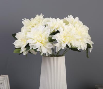 China Head Wedding Dahlia Elegant Cheap Artificial Silk Flower White for sale