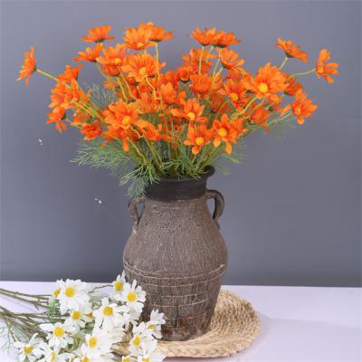 China 5 Heads Preserved Orange Eternal Life Flowers Chrysanthemum Daisy Cosmos Craft Flower Gifts For Wedding Hotel Office Home Decoration for sale