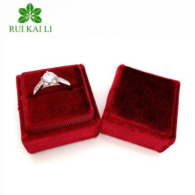 China RuiKaiLi Velvet Customized Square Luxury Plastic Red Velvet Mini Size Jewelry Packaging Box For Wedding Ring for sale