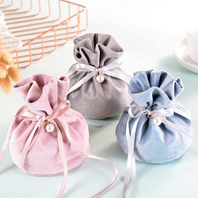 China Custom Printed Luxury Velvet Gift Pouch Satin Velvet Drawstring Bag RuiKaiLi Fresh Flower Packaging Jewelry Promotional Bag Gift Pouch for sale