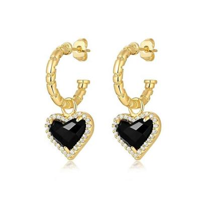 China BOHEMIA RuiKaiLi Personalized Fashion Black Gemstone Stud Earrings For Women, Gold Gemstone Stud Earrings for sale