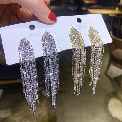 China BOHEMIA European and American RuiKaiLi tassel diamond fashion earrings, Korean all-match diamond earrings fashionable women long full for sale