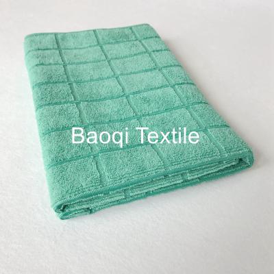 China Green  260gsm solid microfiber dish rags，tea towels wipes,double side kitchen cleaning rags size 40*60cm for sale