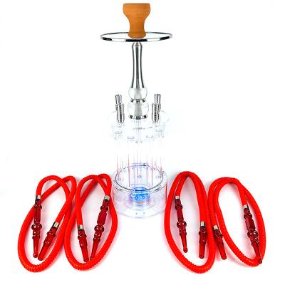 China eco-friendly 4 hose led new light electric tall shisha acrylic hookah set creative big shape sheesha gatling arabian hookah with light for sale