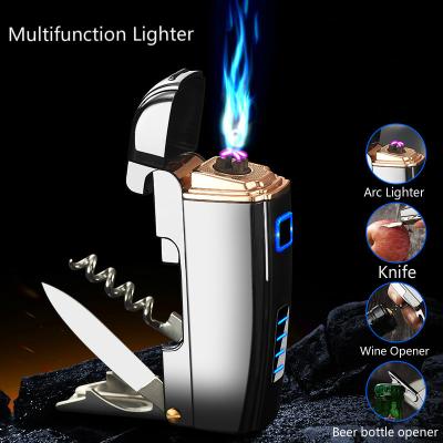 China Electronic 2020 Multi-function Plasma USB Lighter Rechargeable Lighter With Knife Gadgets For Man for sale