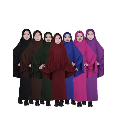 China 2022 Dubai Muslim Child Abaya Girls Prayer Dress Student Hijab Rayon Long Arab Clothes Children Khimar Kids Islamic Clothing Wholesale for sale