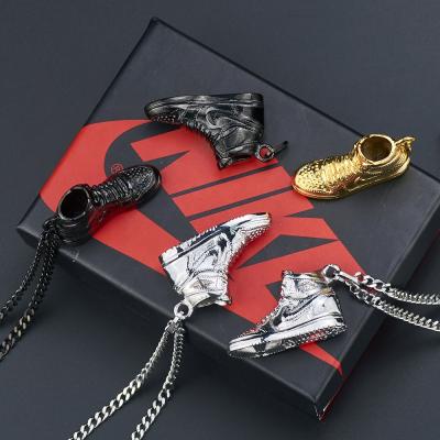 China 2022 custom made necklace gold personalized pendant aj punk hip hop jewelry stainless steel necklace sneaker men necklace for sale