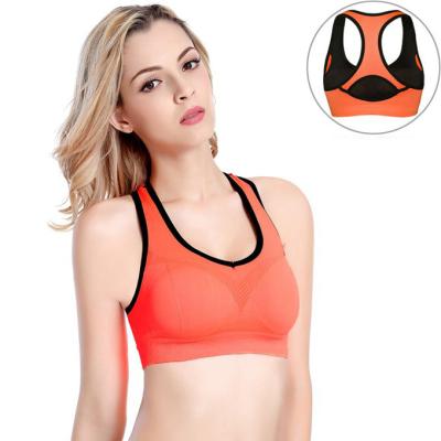 China 2021 Wholesale High Quality Breathable Seamless Nylon Spandex Cross Sports Shockproof Bra For Women for sale