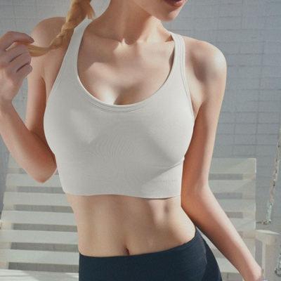 China 2021 Factory Wholesale High Support Breathable Push Up Three Rows Of Buttons Gym Yoga Fitness Tops Sports Bra for sale