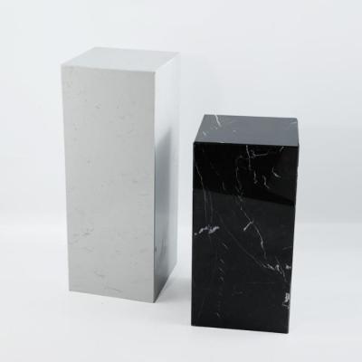 China Block modern white cararra black marble plinth base, window display artificial marble plinth, tall pink stone marble plinth viola for sale