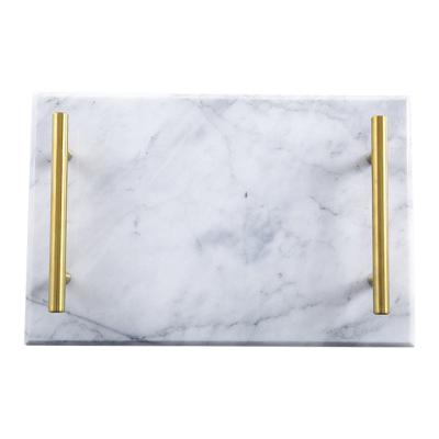 China Hotel Project Designer Onyx Jewelry Green Marble Tray, Pink Trays for Marble Set Serving with Floral Handles, Custom Black and Gold Marble Tray for sale