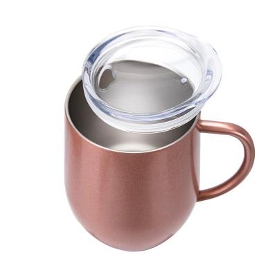 China Viable 12oz Hot Cake Painting Colorful Stainless Steel Vacuum Wine Tumbler Mug With Handle for sale