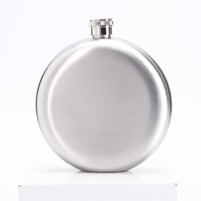 China Hot Cake Small Round 5oz Stainless Steel Hip Flask Amazon Bottle Minimalist Silver Whiskey Rum for sale