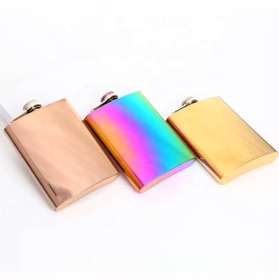 China Minimalist outdoor colorful stainless steel hip flask 8 oz metal travel stainless steel hip flask logo customization for sale