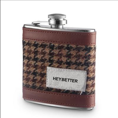 China Minimalist 400ml fashion stainless steel portable leather hip flask wholesale leather hip flask, portable hip flasks for sale