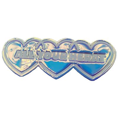 中国 Sustainable Blue Straight Cut Labels Heart Form High Frequency TPU Labels 販売のため