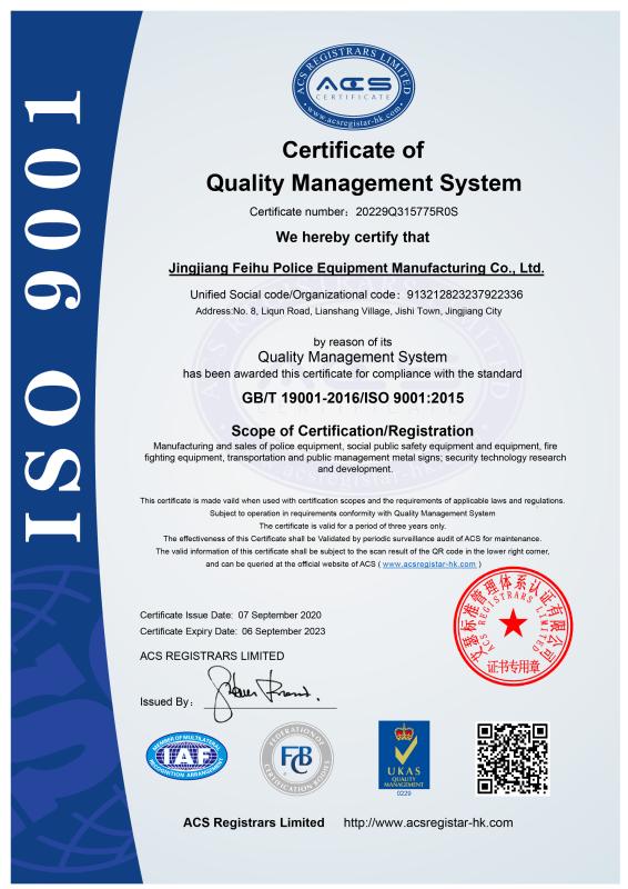 ISO9001 - Jingjiang Dibailong Security Technology Co., Ltd.