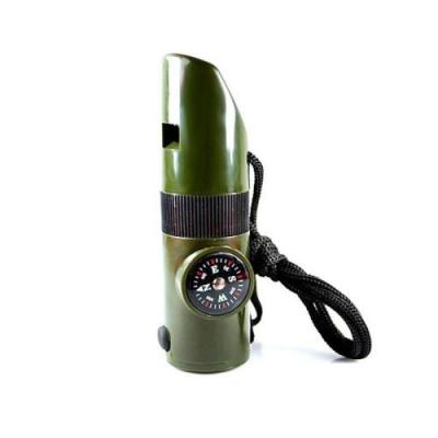 China Plastic Survival Whistle With Multifunctional Compass Thermometer Magnifier And LED Flashlight Whistle for sale