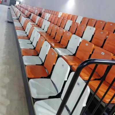 China White Color Floor Mounted Arm Chair Retractable Bleacher Seating System For Stadium Gym And Auditorium for sale