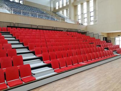 China Red Foldable Q235 Steel Retractable Seating System / Telescoping Bleachers for sale