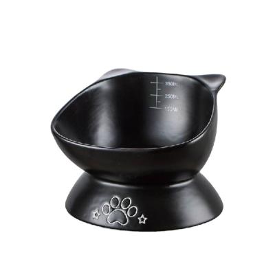 China Black / White Oblique Non Slip Dog Food Pet Food High Viable Ceramic Expanded Cat Bowl for sale