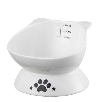 China Hot Sustainable High Quality Wholesale Tempt Non-Slip Beautiful Simple White Round Bottom Ceramic Cat Bowls for sale