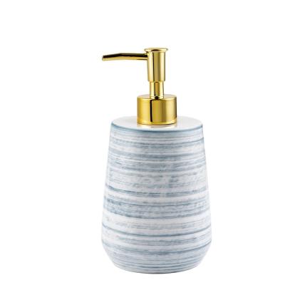 China Simple Design Chinese White Dolomite Ceramic Soap Dispenser With Hand Printing for sale