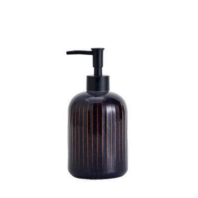 China New In 2023 Chinese Black / White Manual Bathroom Bottles Liquid Ceramic Soap Dispenser for sale