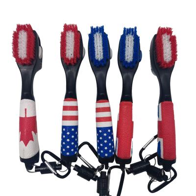 China Golf Club Cleaning New Arrival Golf Club Brush Golf Ball Cleaner Double Sides Wire Bristles And Nylon Bristles With Hook for sale