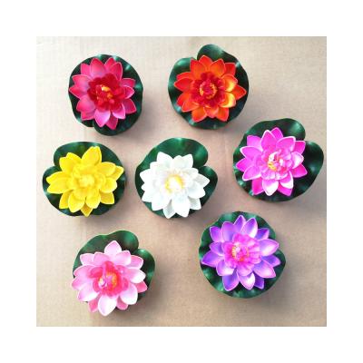 China Simulation EVA Foam 10cm Floating Lotus Flower Pool Decoration Simulation Water Lily Fake Lotus Flower for sale