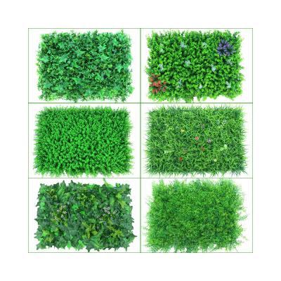 China Fake background plastic wall eucalyptus plant wall simulation lawn green plant plastic wall for sale